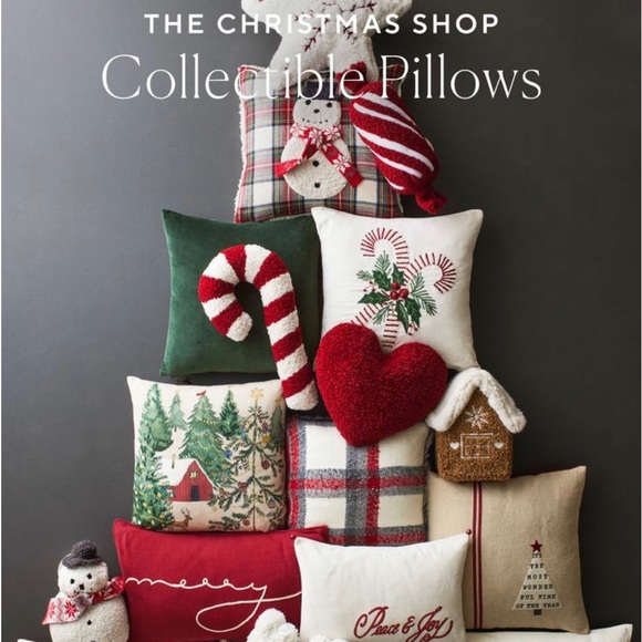 PEACE LOVE JOY The Christmas Shoppe Pottery Barn Collectible Pillow - Picture 5 of 5